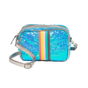 Wonder Nation Girls' Reversible Blue to Silver Sequin Camera Purse Bag NWT